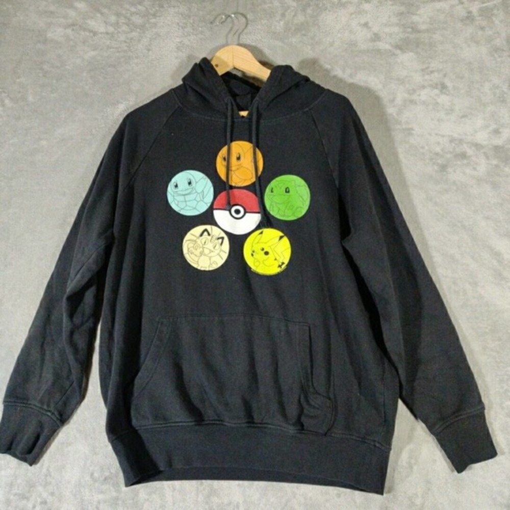 Nintendo Sweatshirt‎ Mens Large Black Pokémon Hooded Pullover
